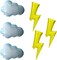6PCS Lightning Bolt & Cloud Mylar Balloons – Foil Party Balloons for Birthday, Wedding, Baby Shower, and Themed Decorations (Yellow)